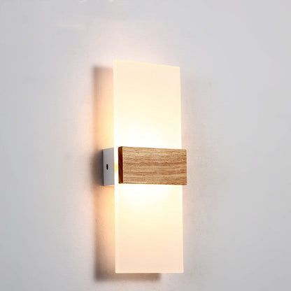 Wooden wall LED lamp