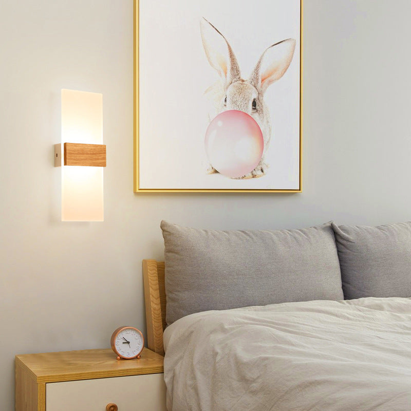 Wooden wall LED lamp