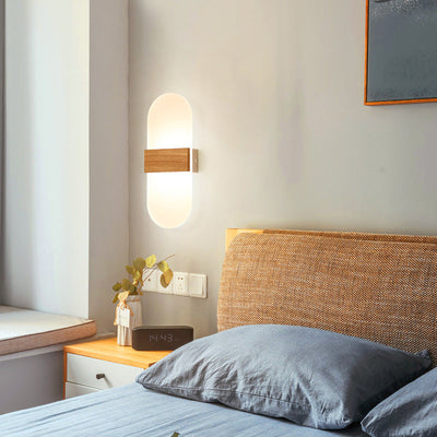 Wooden wall LED lamp