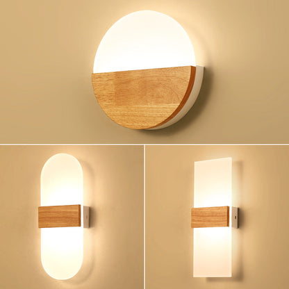 Wooden wall LED lamp