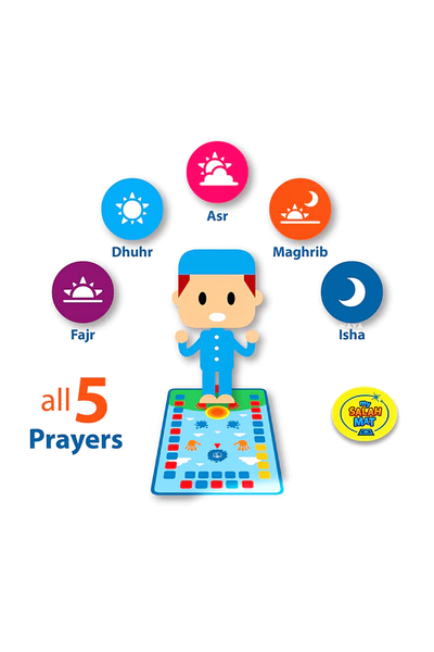 Smart Educational Salah Prayer Mat For Kids - Gold