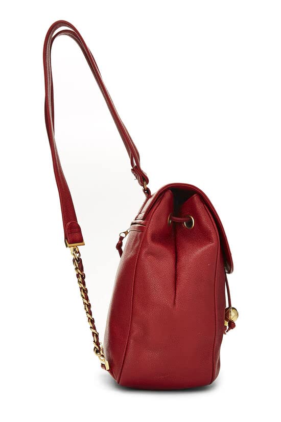 CHANEL, Pre-Loved Red Caviar 3 'CC' Backpack Medium, Red