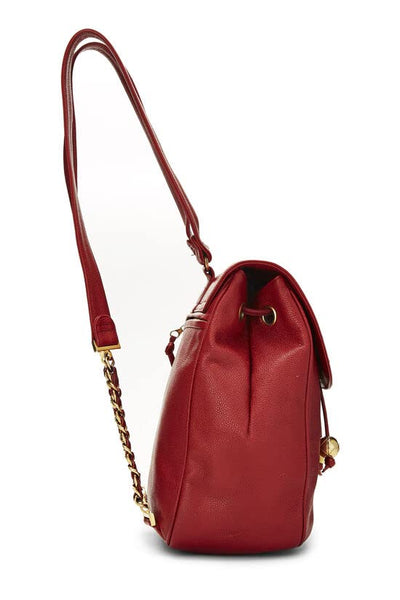 CHANEL, Pre-Loved Red Caviar 3 'CC' Backpack Medium, Red