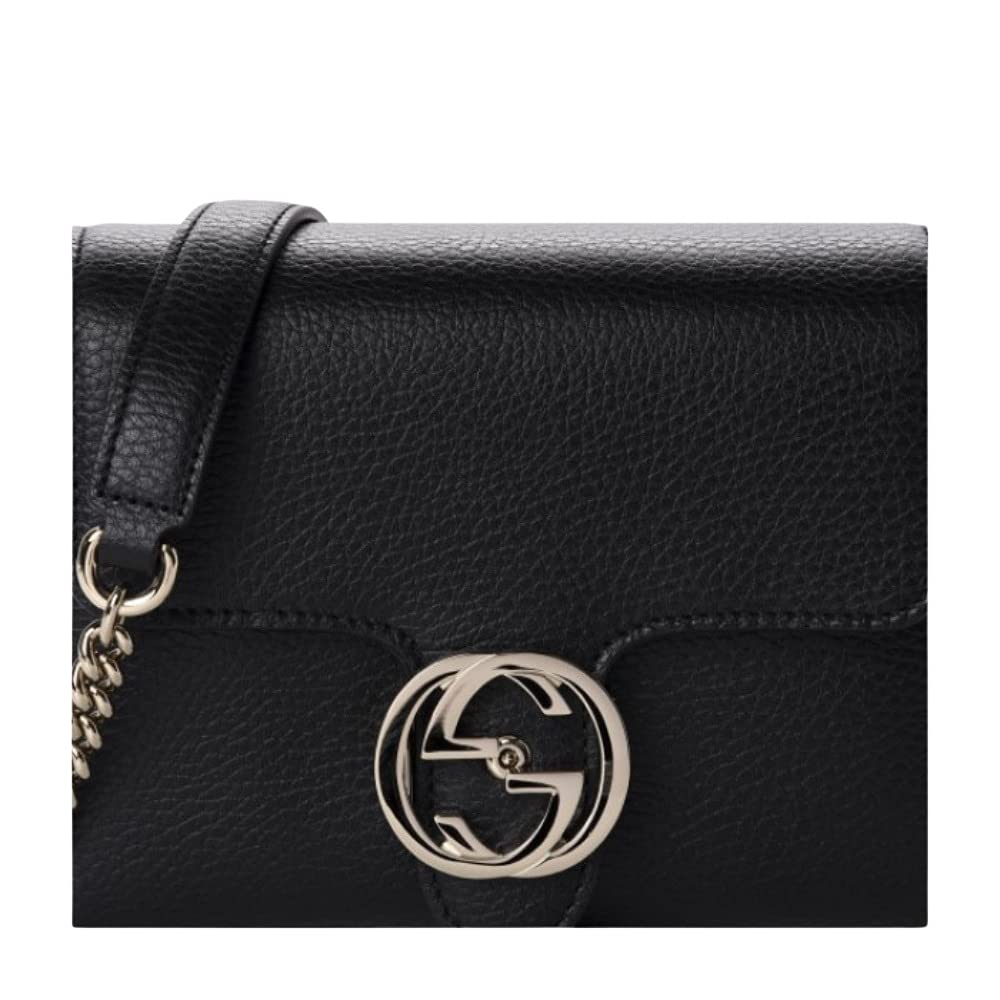 Gucci Interlocking G Black Leather Chain Shoulder Bag 510302