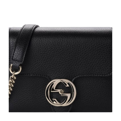 Gucci Interlocking G Black Leather Chain Shoulder Bag 510302