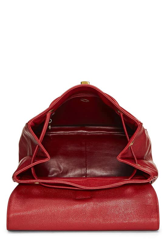 CHANEL, Pre-Loved Red Caviar 3 'CC' Backpack Medium, Red