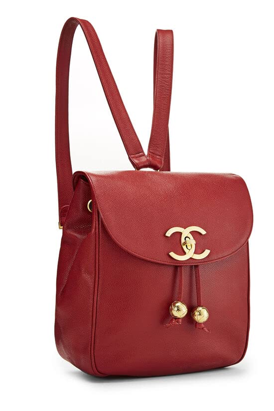 CHANEL, Pre-Loved Red Caviar 3 'CC' Backpack Medium, Red