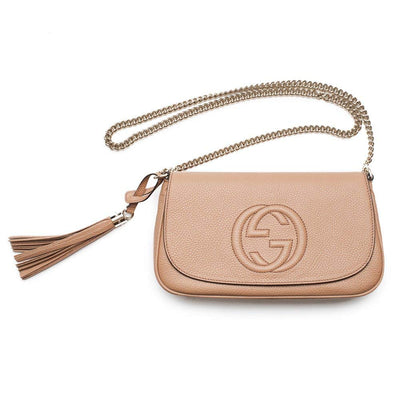 Gucci Soho Camelia Rose Beige Light Tan Leather shoulder bag New