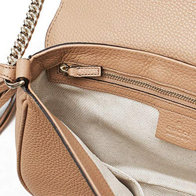 Gucci Soho Camelia Rose Beige Light Tan Leather shoulder bag New