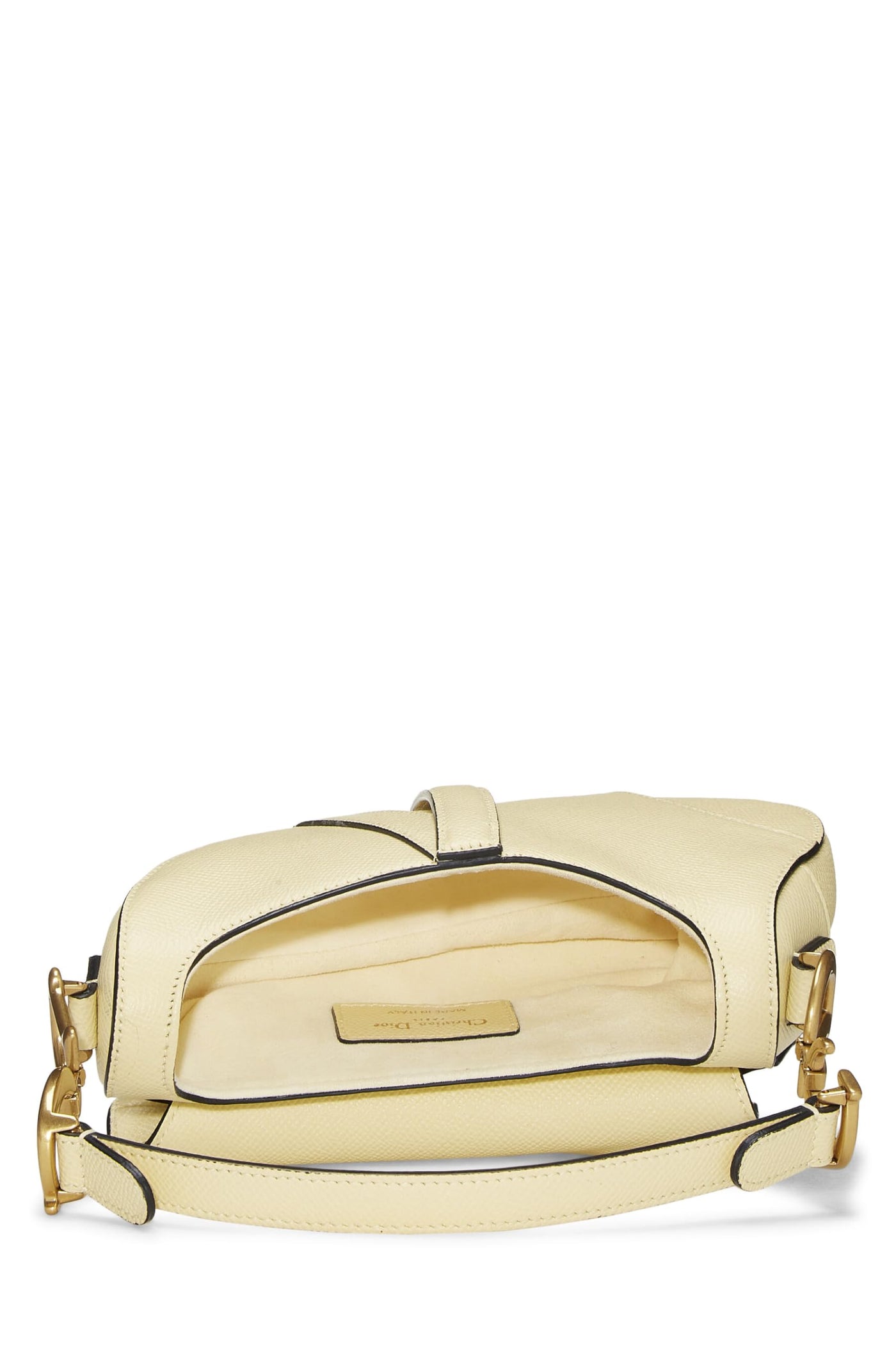 Dior, Pre-Loved Cream Leather Saddle Bag Mini, Yellow