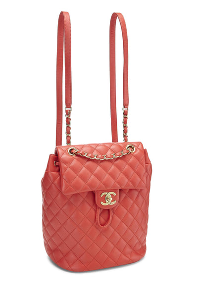 Chanel, Pre-Loved Red Quilted Lambskin Urban Spirit Backpack Small, Red