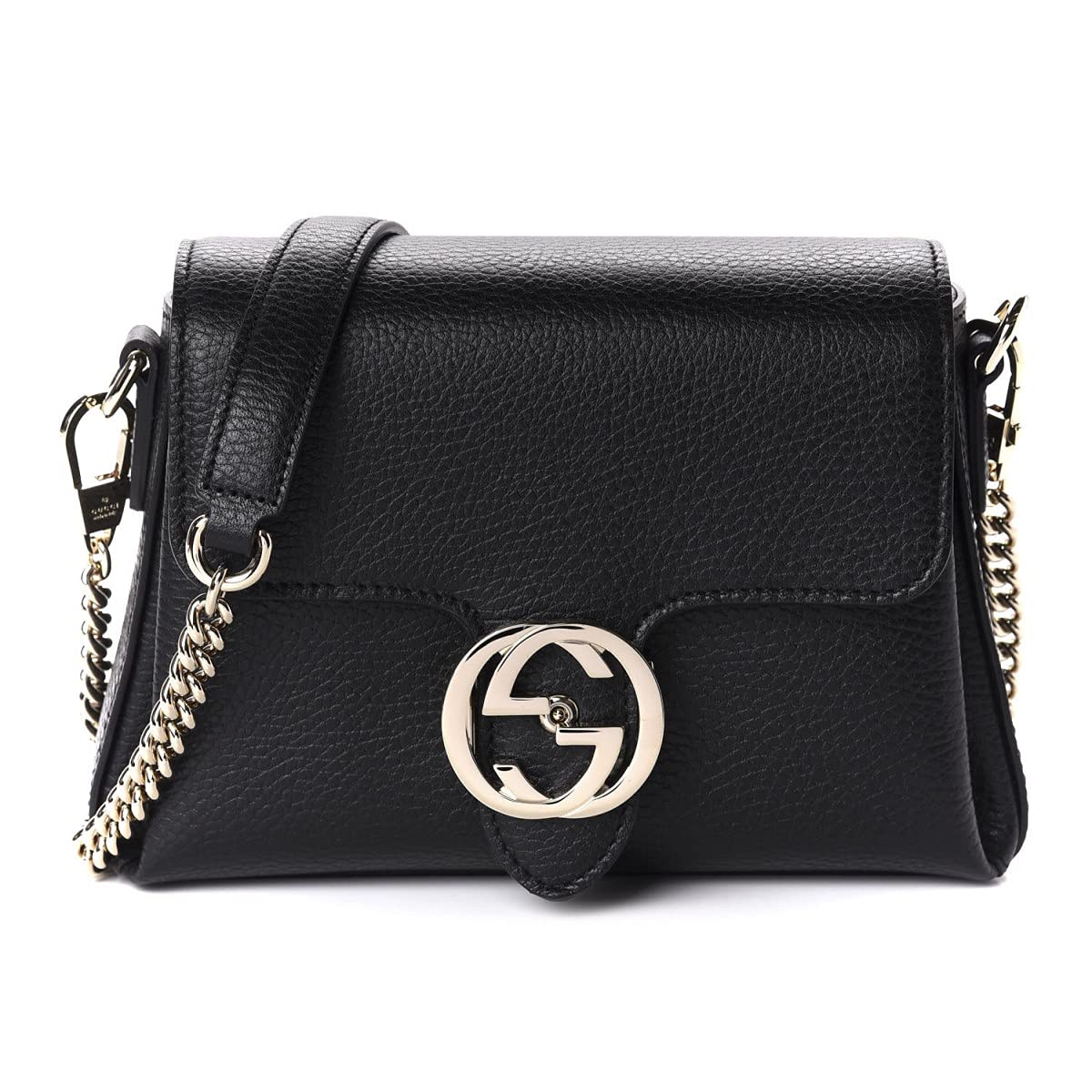 Gucci Interlocking G Black Leather Chain Shoulder Bag 510302