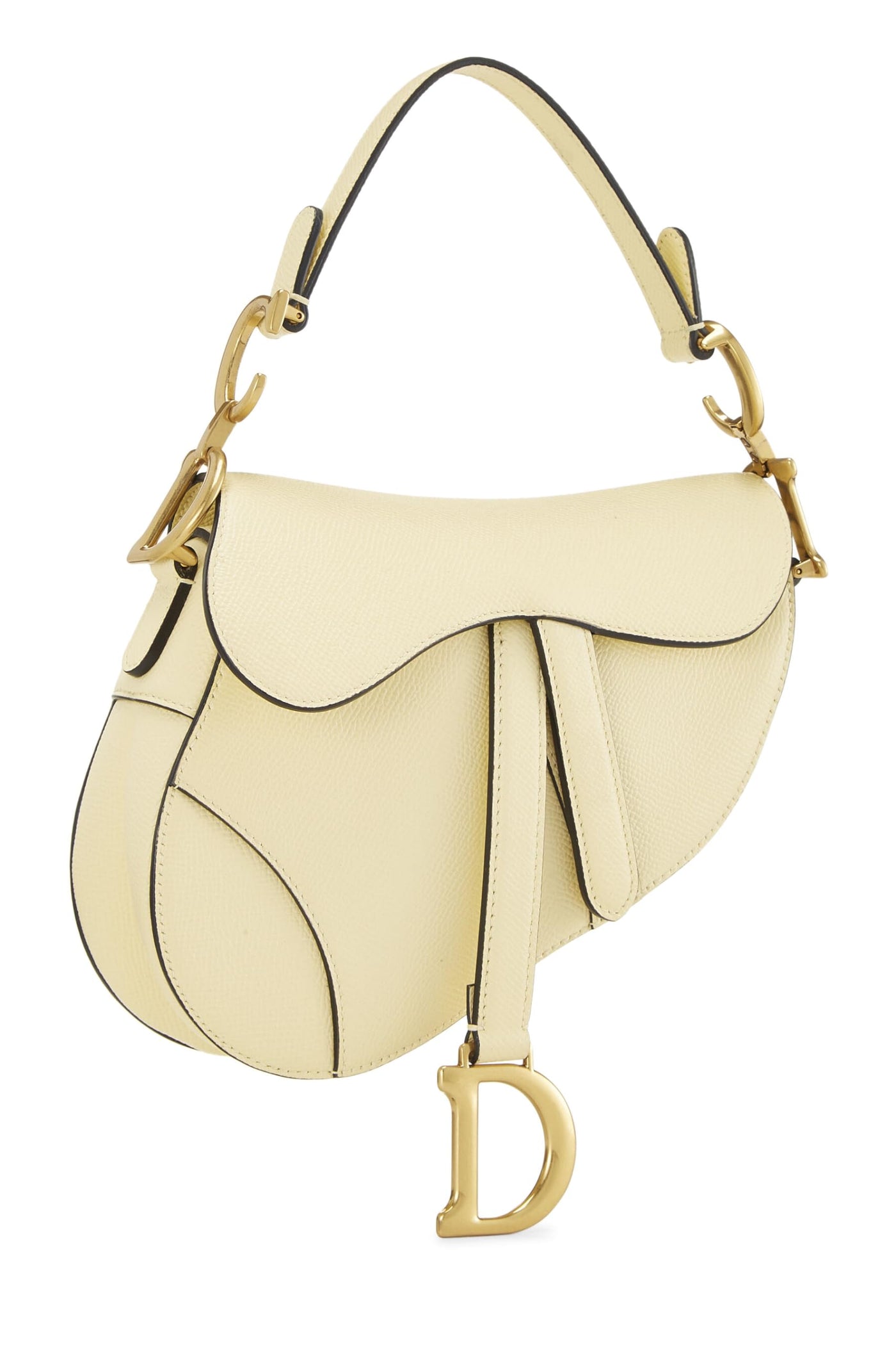 Dior, Pre-Loved Cream Leather Saddle Bag Mini, Yellow