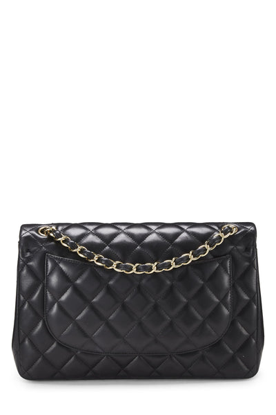 Chanel, Pre-Loved Black Quilted Lambskin New Classic Double Flap Jumbo, Black