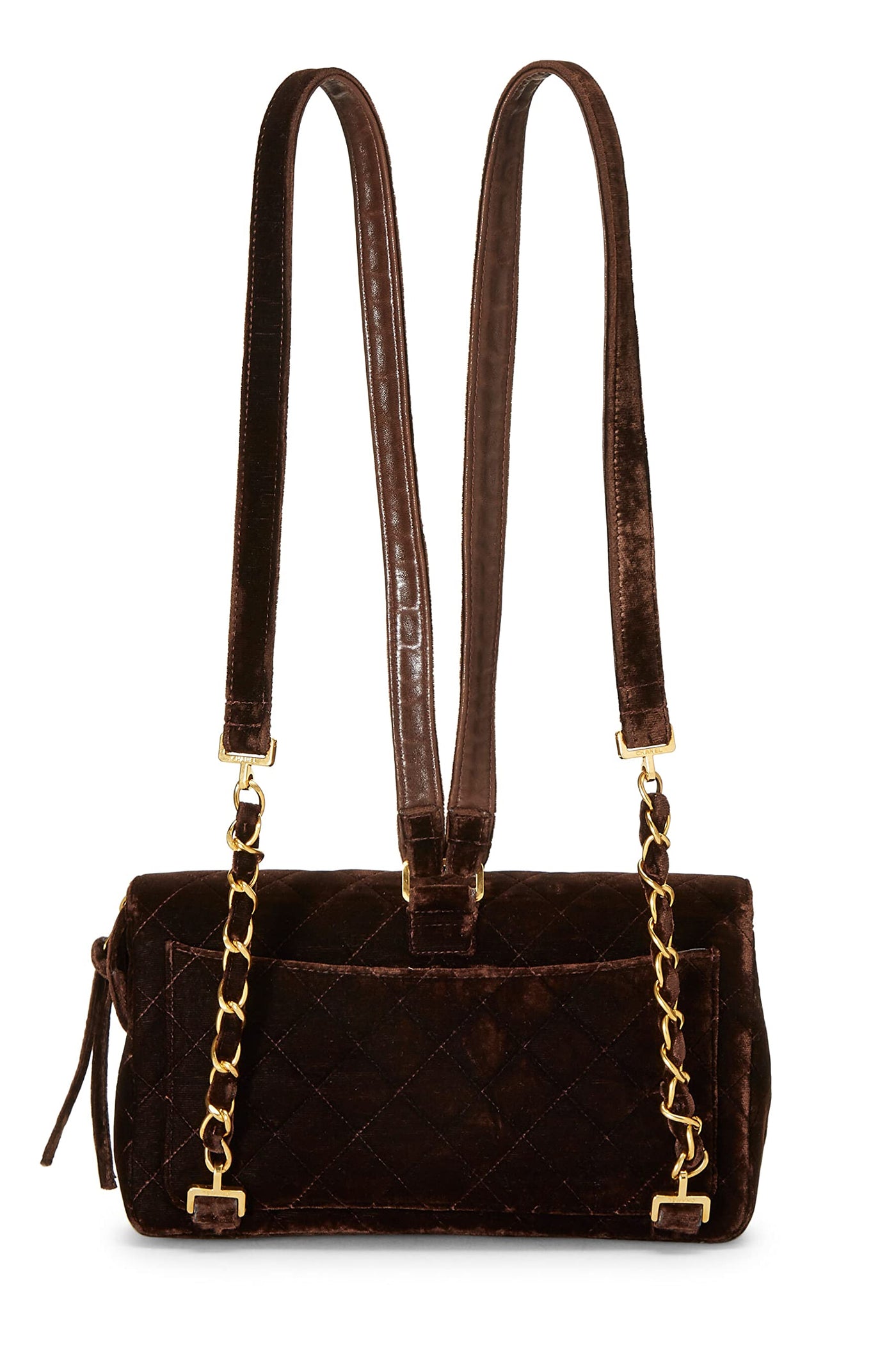 Chanel, Pre-Loved Brown Quilted Velvet Classic Flap Backpack, Brown