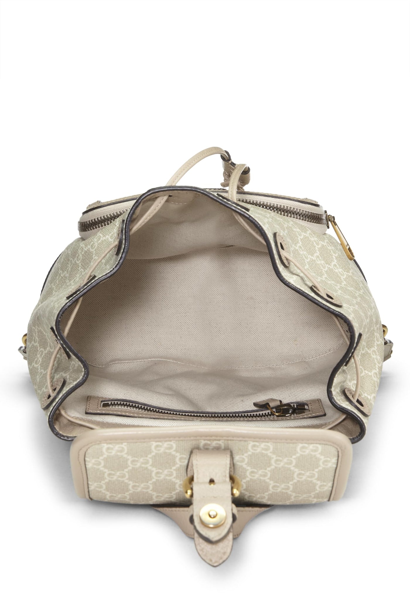 Gucci, Pre-Loved Beige GG Supreme Canvas Interlocking GG Backpack, Beige