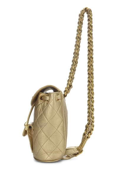 Chanel, Pre-Loved Gold Quilted Lambskin Classic Backpack Mini, Gold