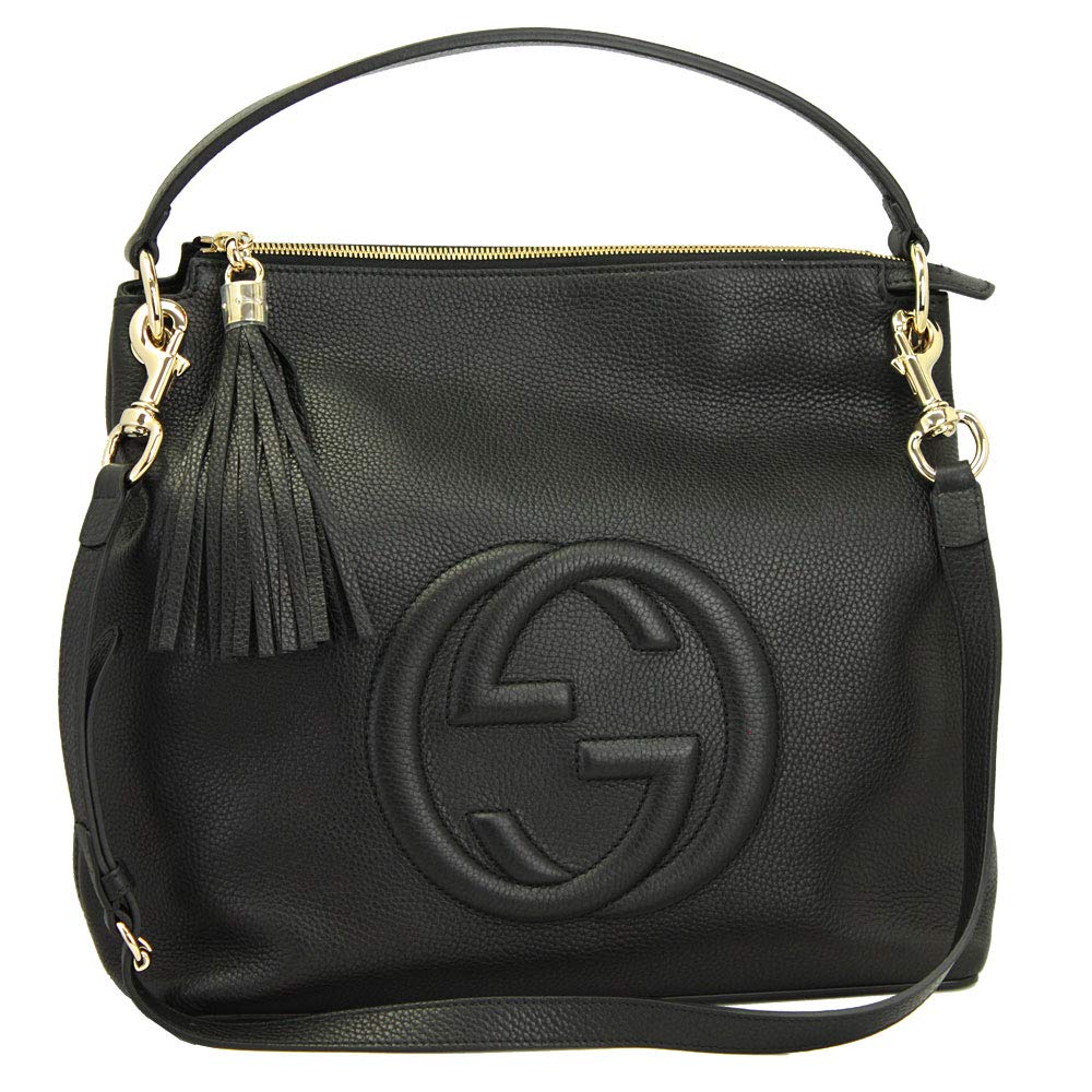 Gucci Soho Black Leather Hand Bag With Shoulder Strap 536194