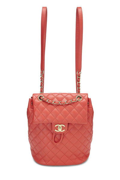 Chanel, Pre-Loved Red Quilted Lambskin Urban Spirit Backpack Small, Red