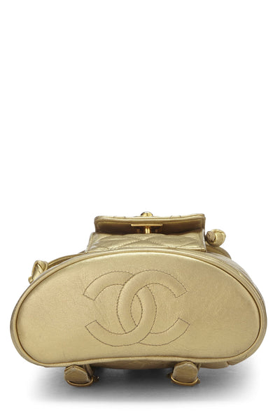 Chanel, Pre-Loved Gold Quilted Lambskin Classic Backpack Mini, Gold