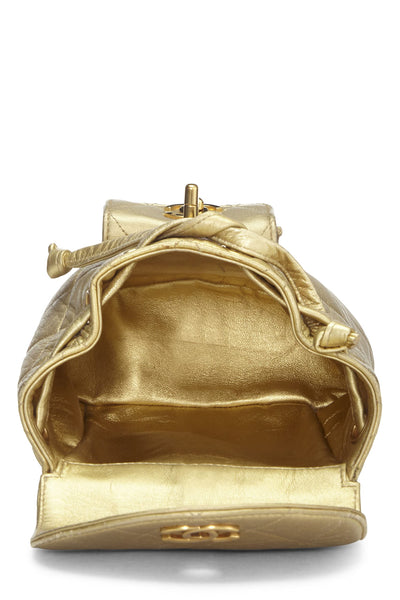 Chanel, Pre-Loved Gold Quilted Lambskin Classic Backpack Mini, Gold