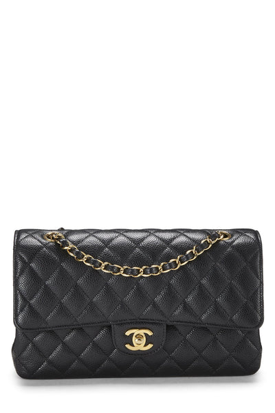 Chanel, Pre-Loved Black Quilted Caviar Classic Double Flap Medium, Black