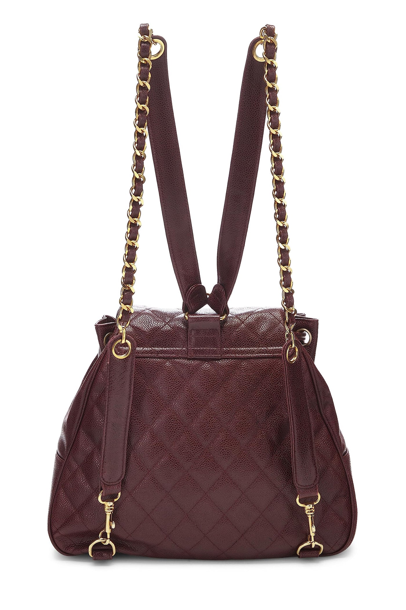 Chanel, Pre-Loved Burgundy Quilted Caviar Backpack Large, Burgundy