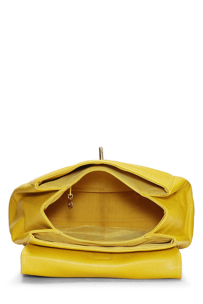 Chanel, Pre-Loved Yellow Caviar 'CC' Backpack, Yellow