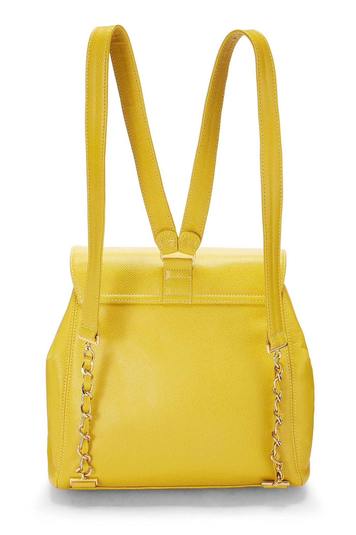 Chanel, Pre-Loved Yellow Caviar 'CC' Backpack, Yellow