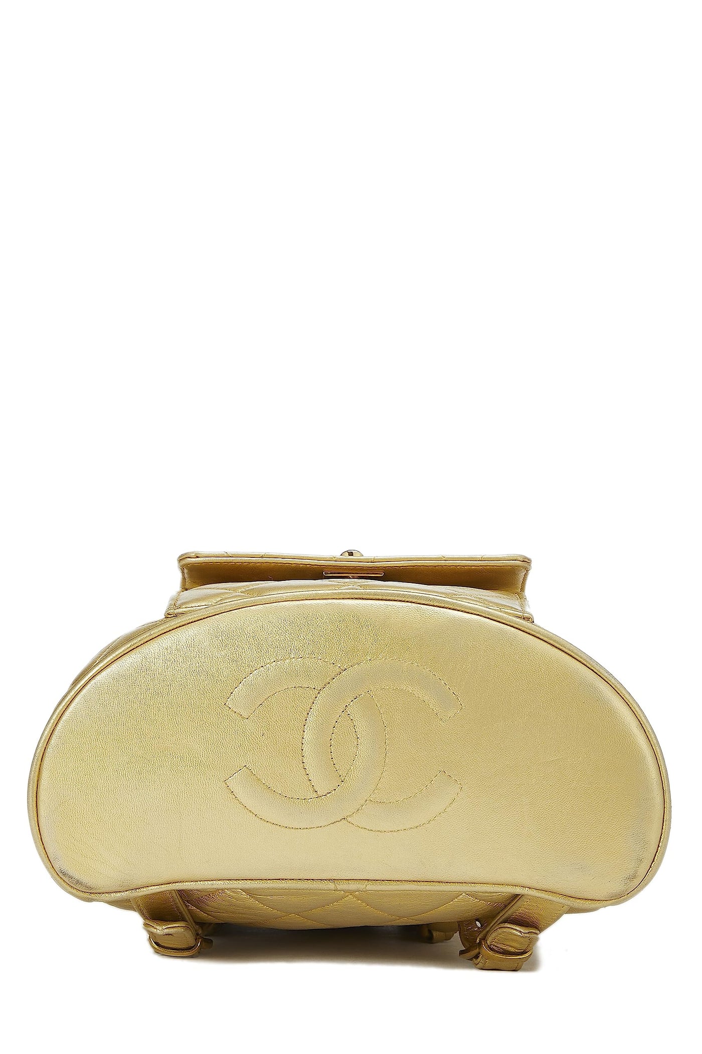 Chanel, Pre-Loved Gold Metallic Lambskin Classic Backpack Mini, Gold