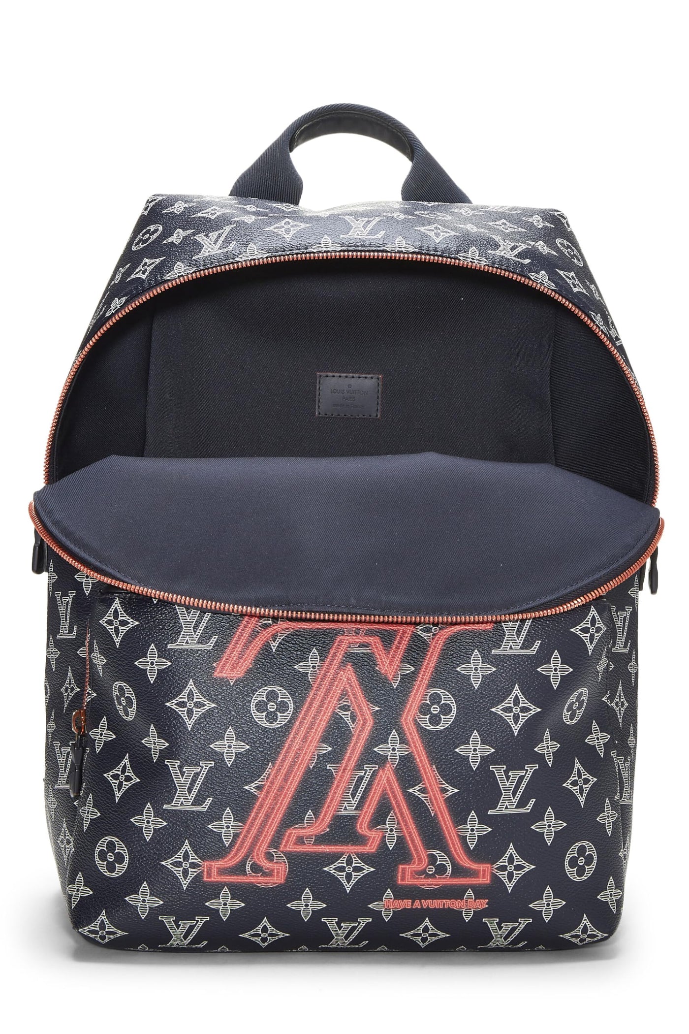 Louis Vuitton, Pre-Loved Navy Upside Down Monogram Canvas Discovery Backpack, Navy