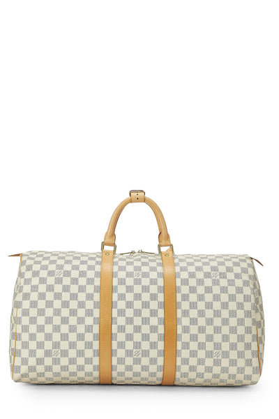 Louis Vuitton, Pre-Loved Damier Azur Keepall 50, White