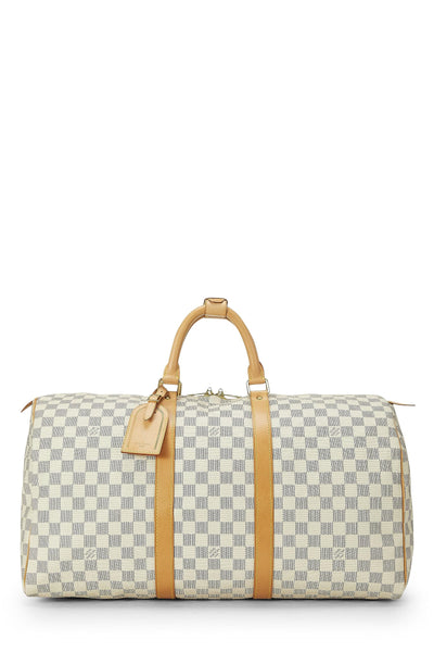 Louis Vuitton, Pre-Loved Damier Azur Keepall 50, White