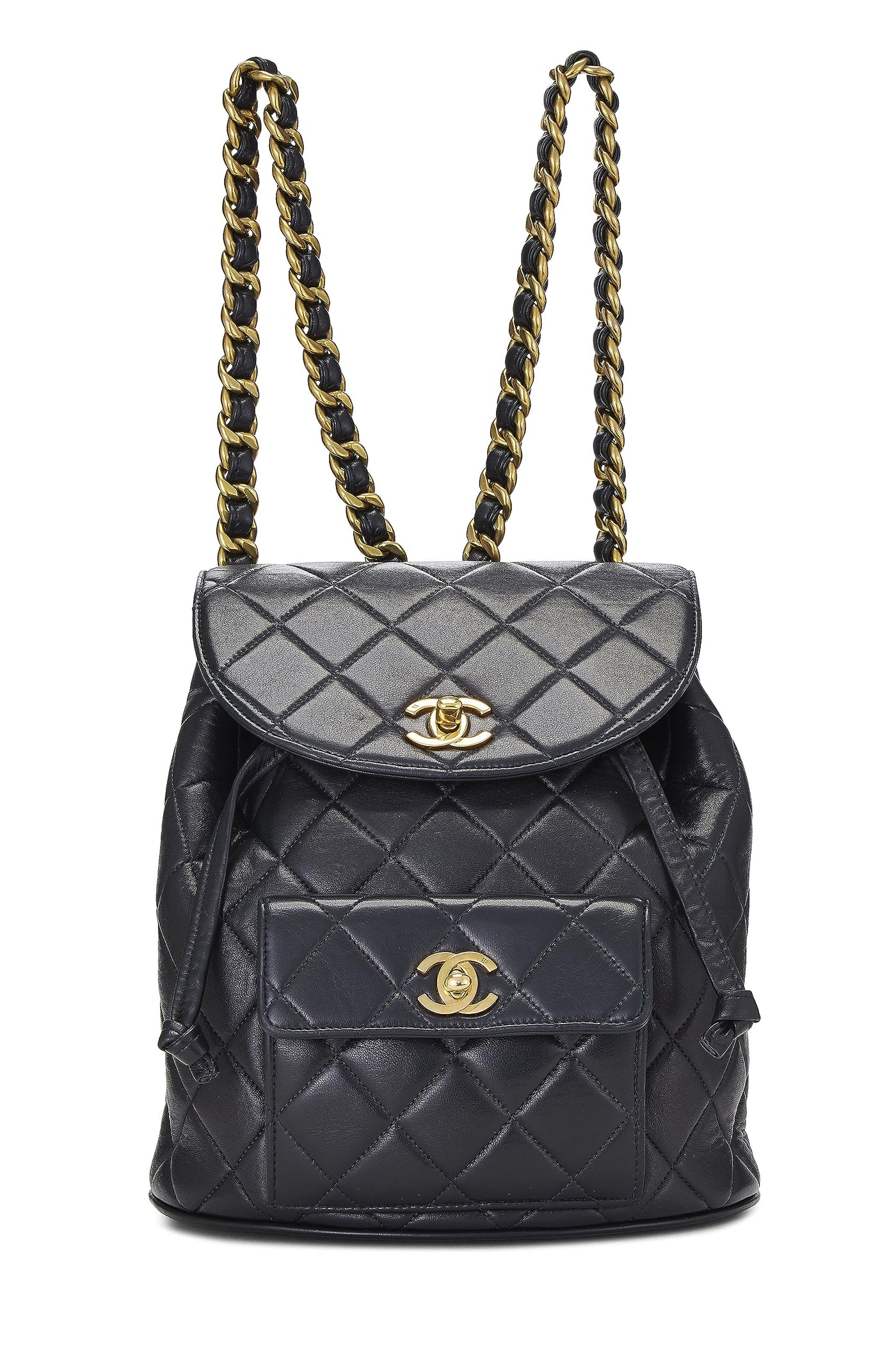 Chanel, Pre-Loved Black Quilted Lambskin 'CC' Classic Backpack Small, Black