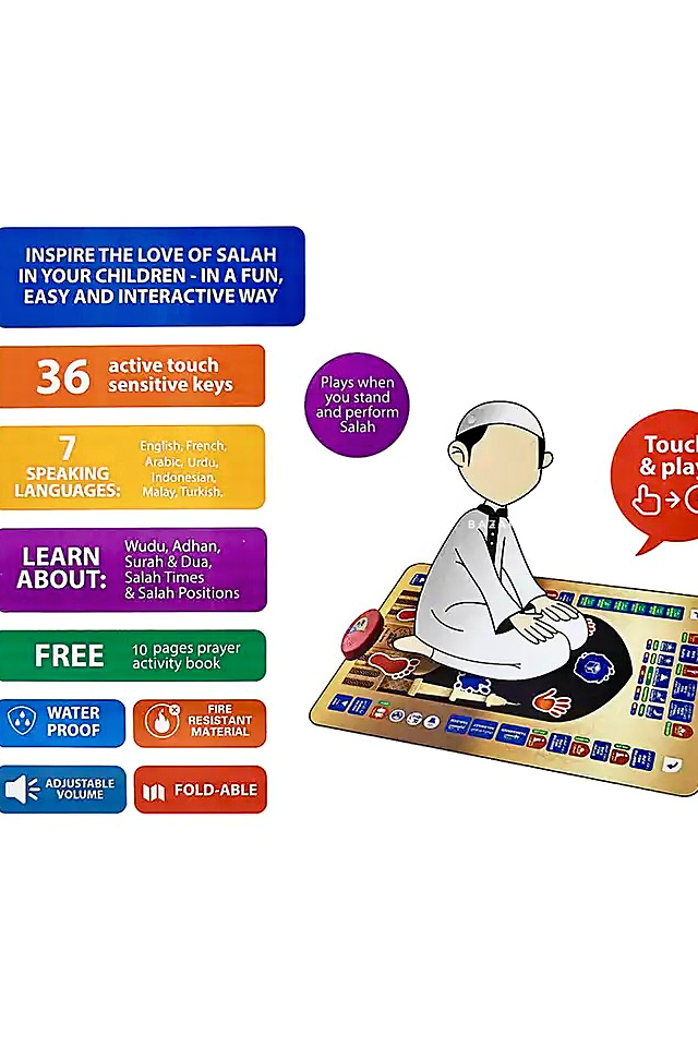 Smart Educational Salah Prayer Mat For Kids - Purple