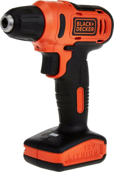 BLACK+DECKER 12V 1.5Ah 900 RPM Cordless Drill Driver with 13 Pieces Bits in Kitbox For Drilling and Fastening, Orange/Black, LD12SP-B5,