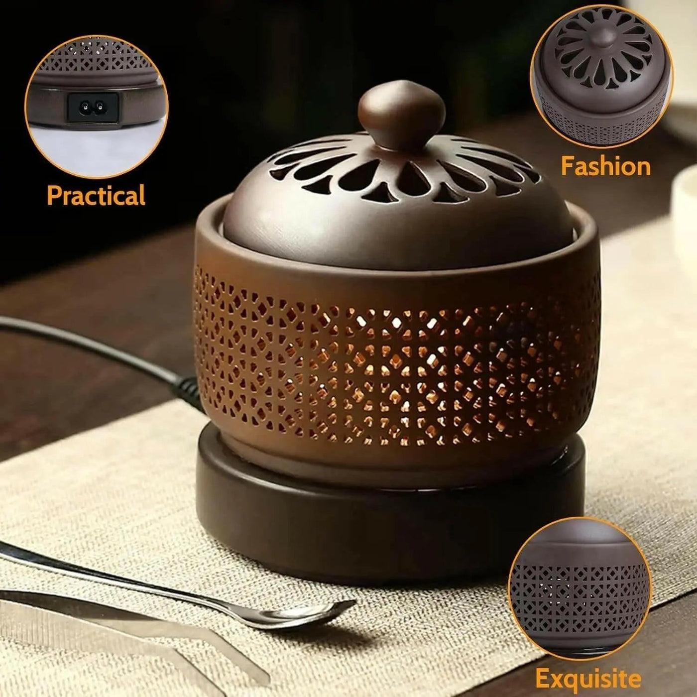 Ceramic Electric Incense Burner, Electronic Aroma Diffuser