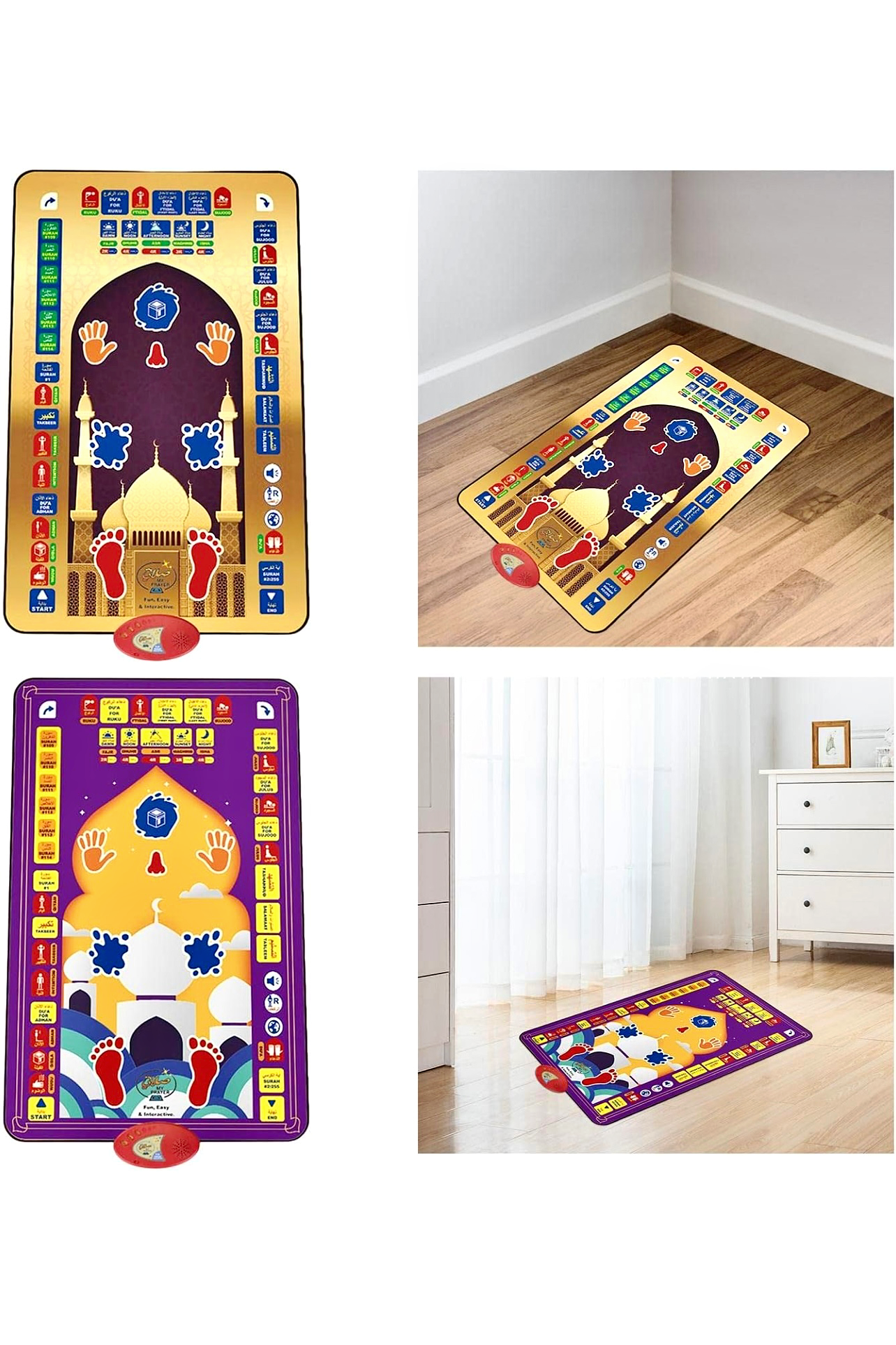 Smart Educational Salah Prayer Mat For Kids - Purple