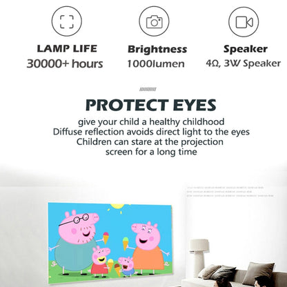 A2000 1080P Mini Portable Smart Projector Children Projector, (Black)