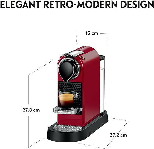 Nespresso Citiz Nespresso Machine Coffee Machine, Red, C113-ME-CR-NE