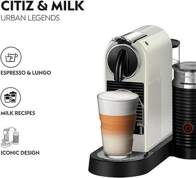 Nespresso Citiz and Milk Coffee Machine, White, D123-ME-WH-NE