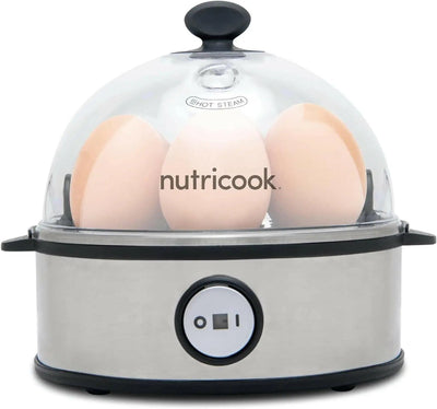 NutriCook Rapid Egg Cooker: 7 Egg Capacity Electric Egg Cooker for Boiled Eggs, Poached Eggs, Scrambled Eggs, or Omelettes with Auto Shut Off Feature