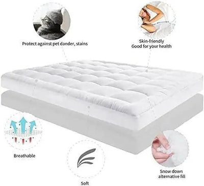 Sleep Well Soft Material Mattress Topper, Fabric, White