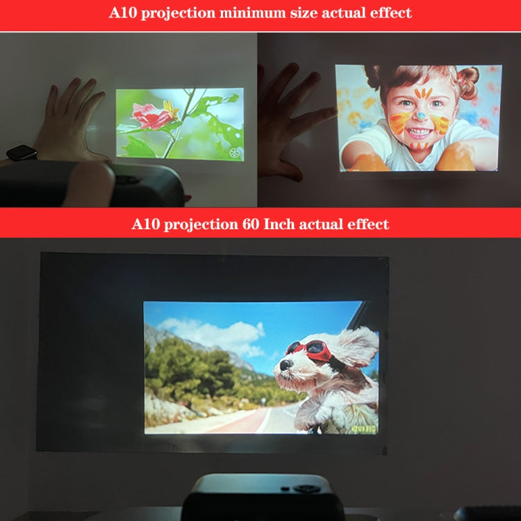 A10 480x360 Pixel Projector Support 1080P Projector ,Style: Same-screen White Yellow