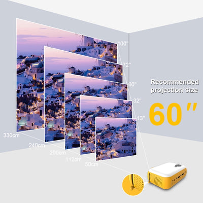 A10 480x360 Pixel Projector Support 1080P Projector ,Style: Same-screen White Yellow