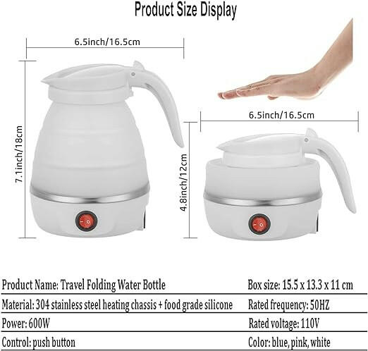 Mini Kettle Portable Travel Collapsible Electric Water Kettle Foldable Silicone Water Pot