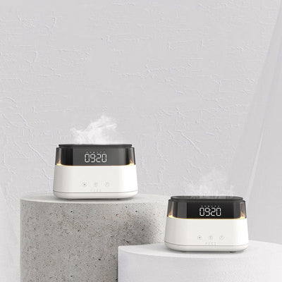 Flame humidifier with clock