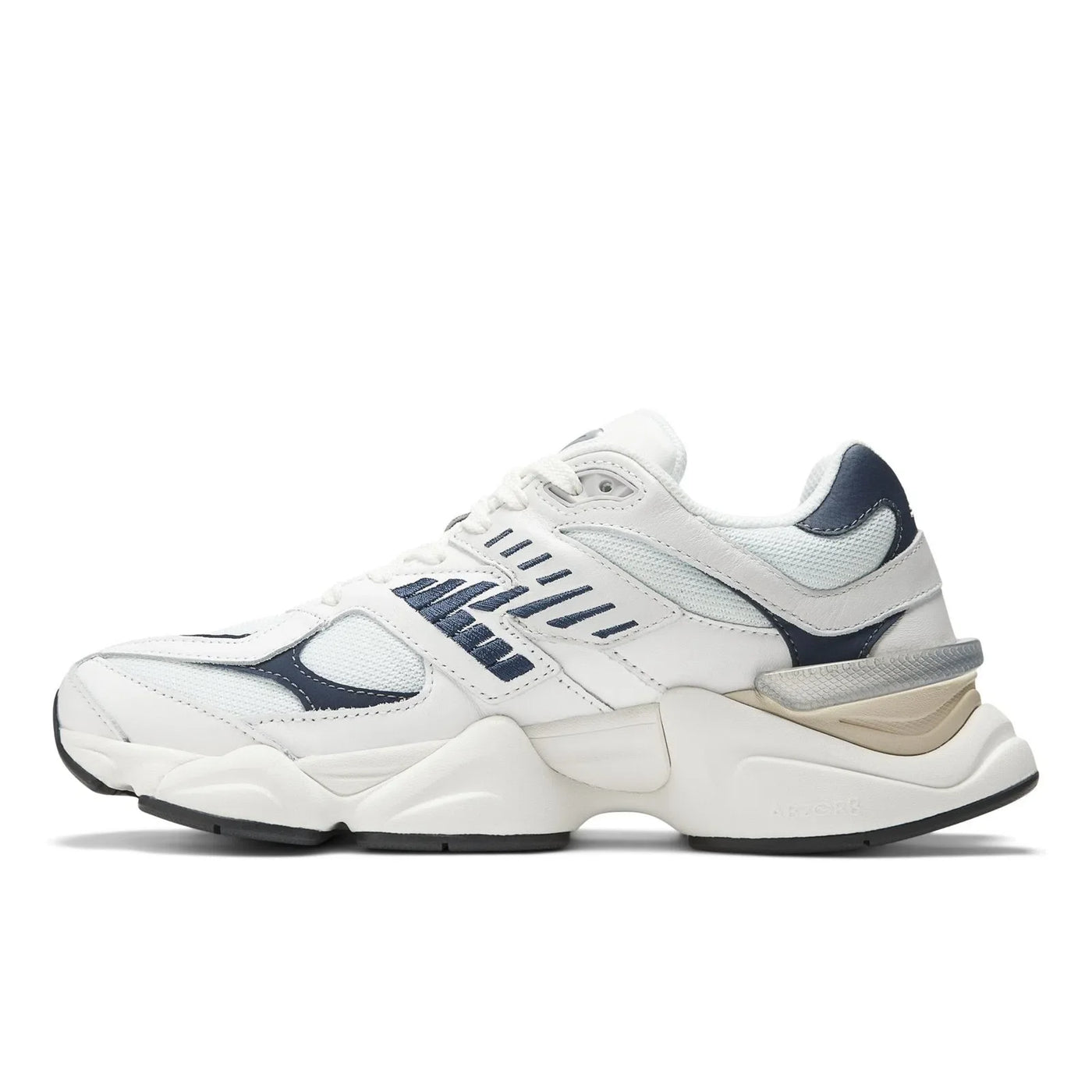 New Balance 9060 White with Nb Navy and Sea Salt