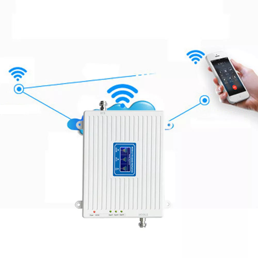 Jio2G/3G/4G LTE Tri- Band Amplifier Cell Phone Mobile Signal 900/1800/2100 GSM DCS Booster - Repeater