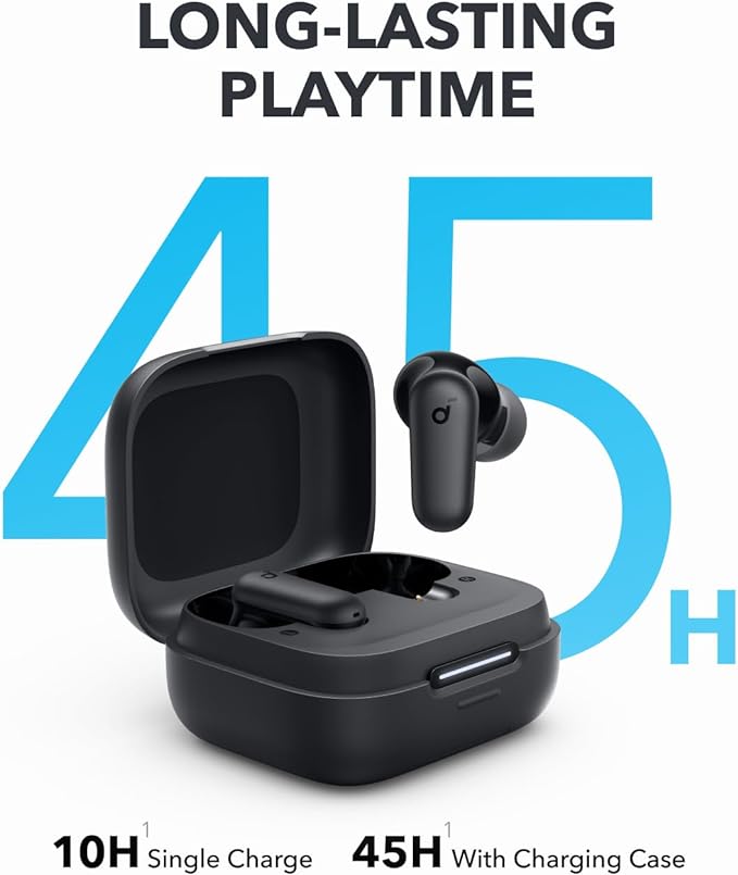 Anker R50i Soundcore R50i NC by Anker Noise Cancelling Earbuds, Best Earbuds 2024 Strong and Smart Noise Cancelling, Powerful Bass, 45H Playtime, 2-in-1 Case and Phone Stand, IP54, Wireless Earbuds, Bluetooth 5.4, App Control